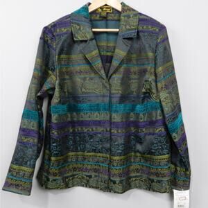 Vintage 90s Mirasol Jacket Plus Size 1X Jewel Tone‎ Brocade Southwestern Granny